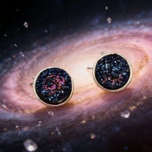 Druzy Geode Stud Earrings Iridescent Sparkle Statement Bohemian Jewelry Gift